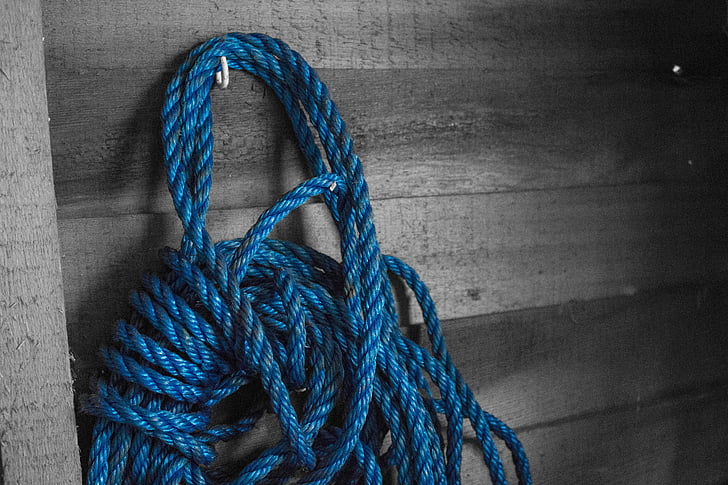 modrá, lano, stodola, kovboj, kábel, modrá lano, prístrešok