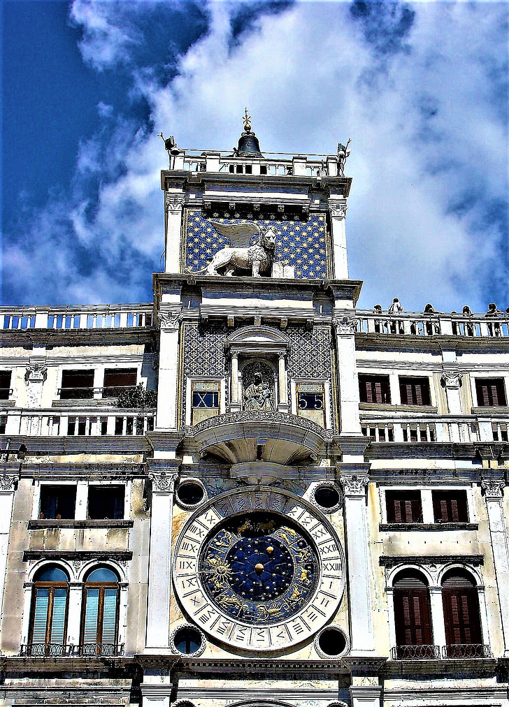 Tower, ur, Helligånden, brand, Venedig, arkitektur, berømte sted