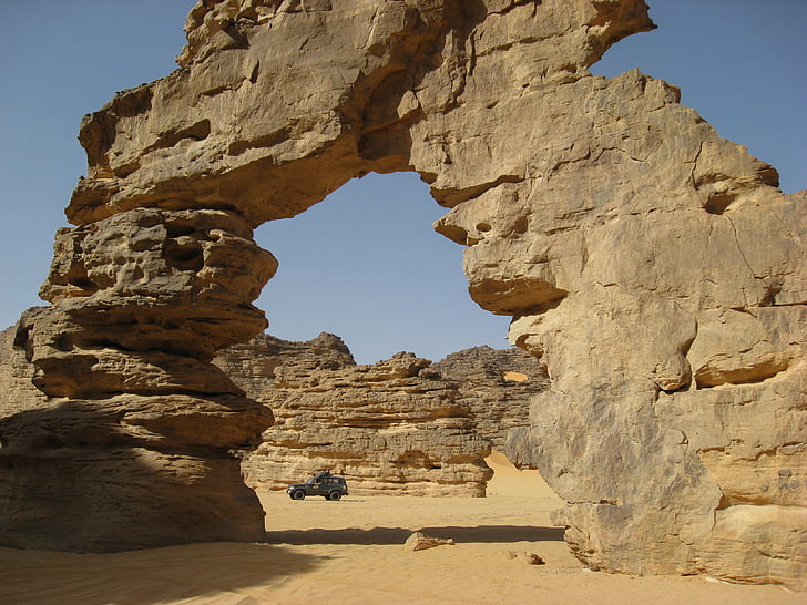 Alžírsko, Sahara, poušť, písek, Archa, eroze, 4 x 4