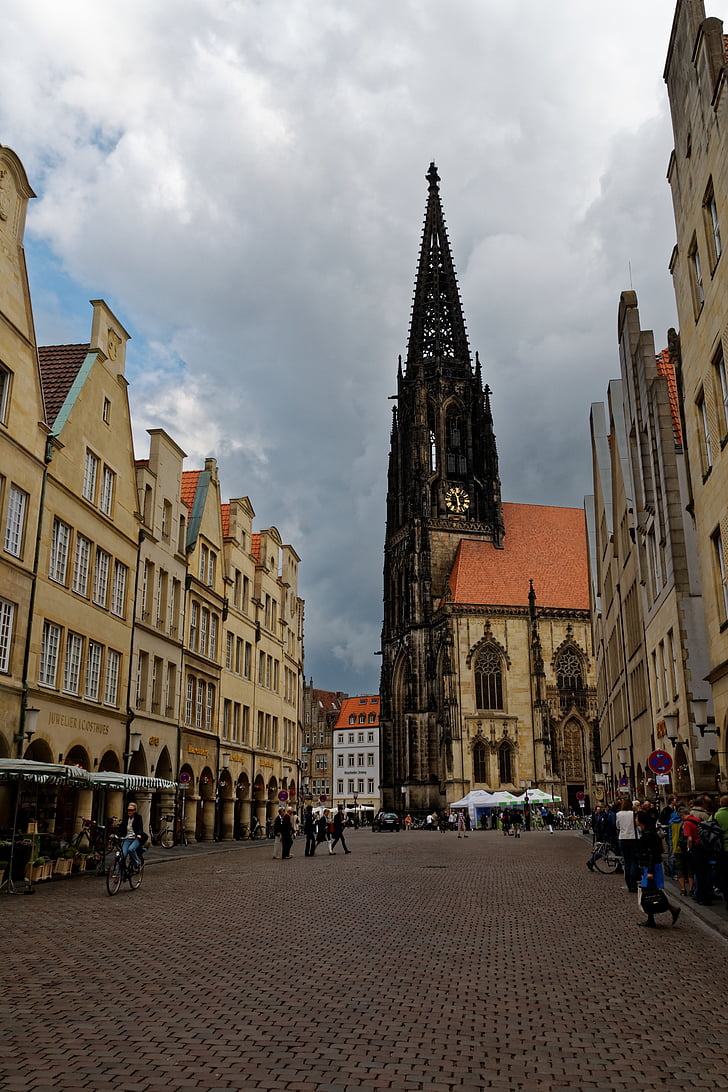 templom, Steeple, épület, építészet, Münster