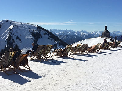 сняг, панорама, планини, алпийски, Бавария, слънце, зимни