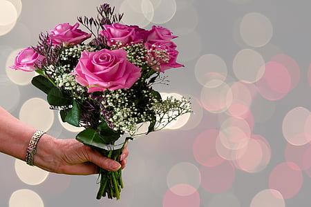 fiori, bouquet, Rose, Grazie, Mille Grazie, compleanno, cartolina d'auguri