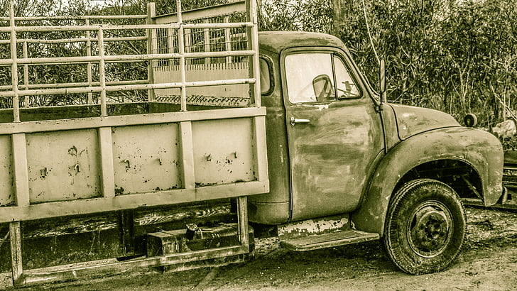 lastebil, gamle, kjøretøy, bil, antikk, Vintage, rusten