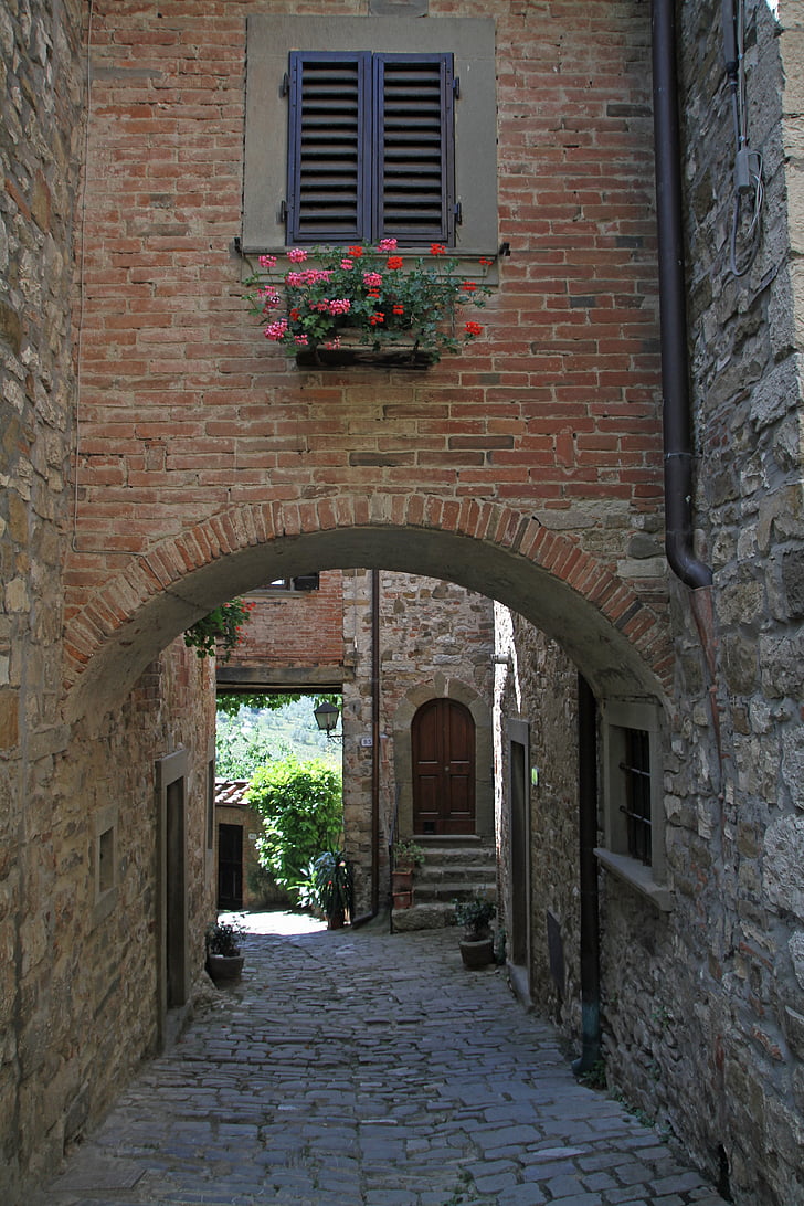τοίχοι από τούβλα, παράθυρο, τυφλή, Ιταλικά, αρχιτεκτονική, παλιά