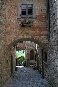 brick walls, window, blind, italian, architecture, old