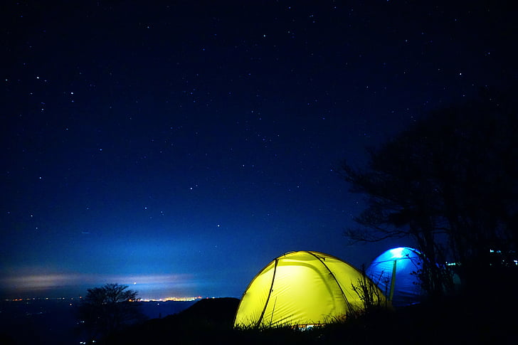 starry sky, tent, night, interstellar