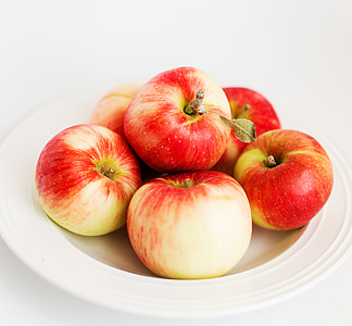 manzanas, fruta, comer, delicioso, rojo, frescura, alimentos