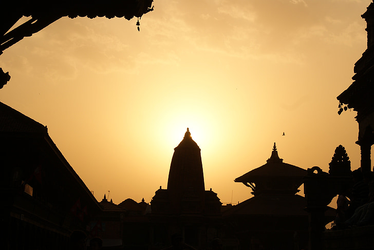 Nepal, Kathmandu, sera, Tempio, tramonto