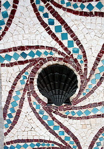 mosaic, rajoles de mosaic, petxina de mar, Universitat de Flagler, St augustine, històric, disseny