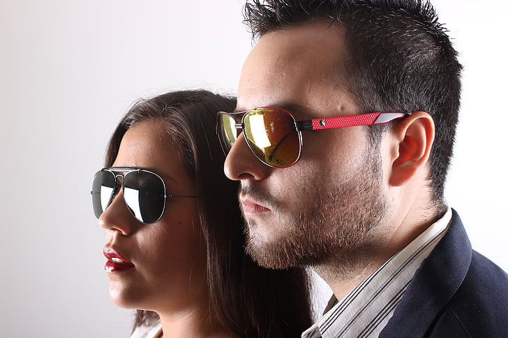 Spy, iværksættere, par, Business, solbriller, headshot, voksen