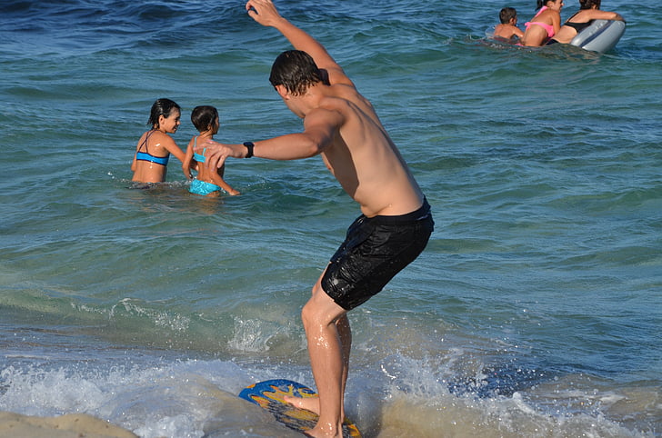 skim asrama, surfing, keseimbangan, olahraga, Anak laki-laki, menyenangkan, olahraga air