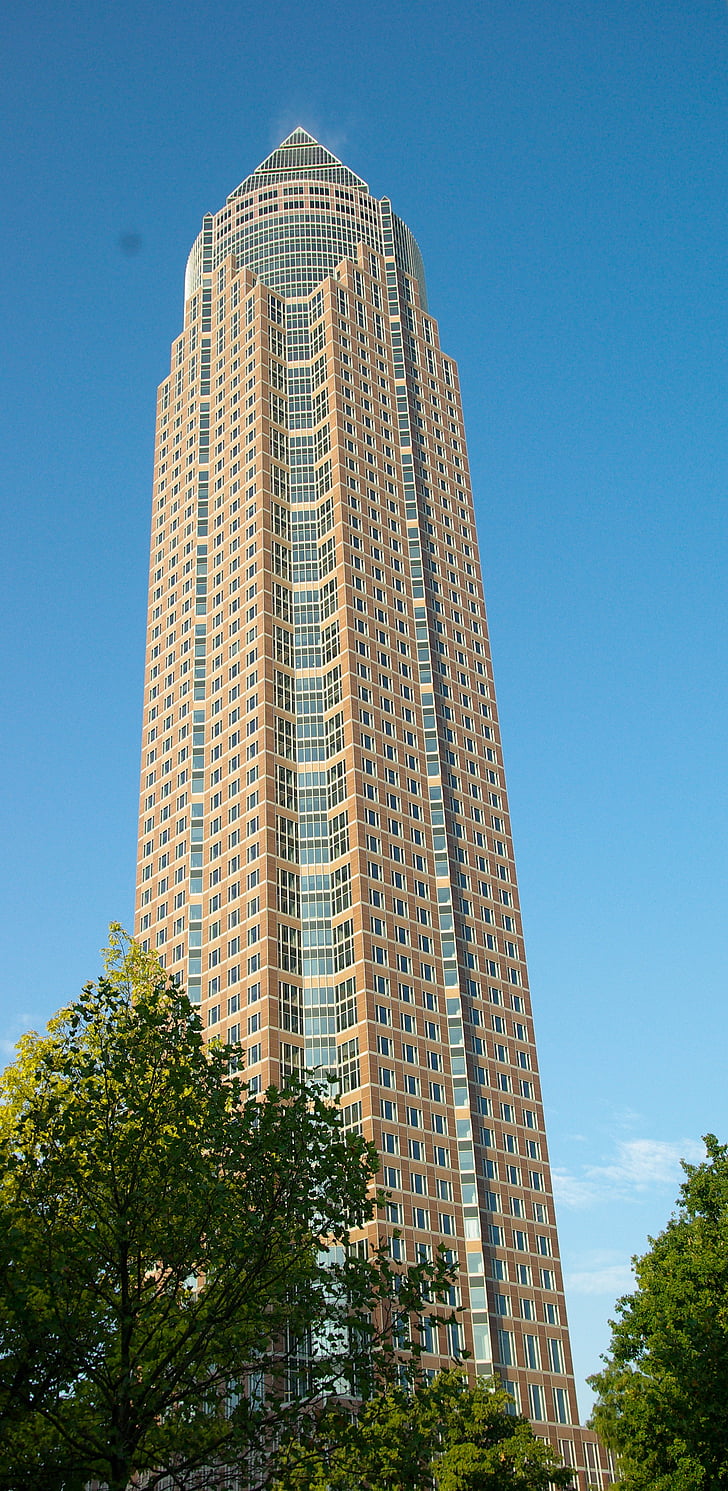Németország, Frankfurt, felhőkarcoló, épület, városközpont, modern, Grand
