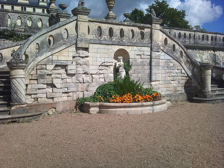 trappa, trädgård, Castle valençay, Frankrike, arkitektur, historia, gamla