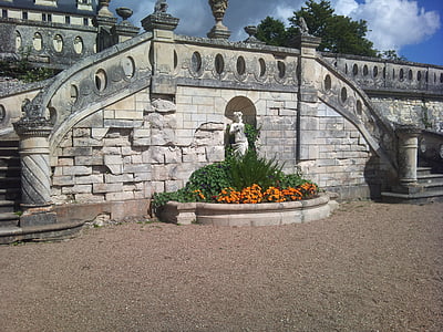 escalera, jardín, Castillo valençay, Francia, arquitectura, historia, antiguo