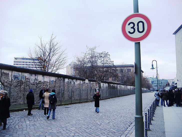 væg, Berlin, Berlin-muren, vinter, Tyskland, Deutschland, folk