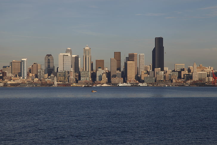 시애틀, 스카이 라인, 도시, 다운 타운, 미국, 아키텍처, 현대