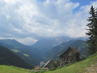 Dolomitterne, bjerge, landskab, natur, skov, Italien