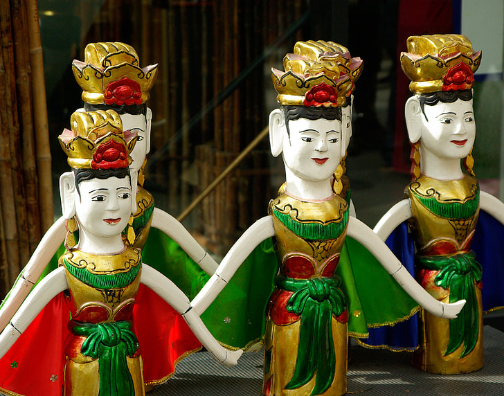 Vietnam, táncosok, balett, figurák, hagyomány, helyi, regionális
