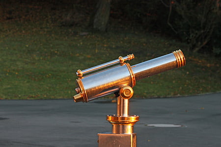 teleskop, pogled, srebrna, daljnogled, vidika, širok, iz nerjavečega jekla