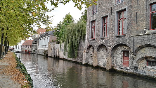 Briugė, kanalai, Belgija, kanalas, Europoje, vandens, tiltai