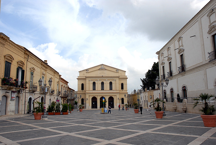 Teatro, Cerignola, Mercadante, Square, Piazza, Puglia, Olaszország