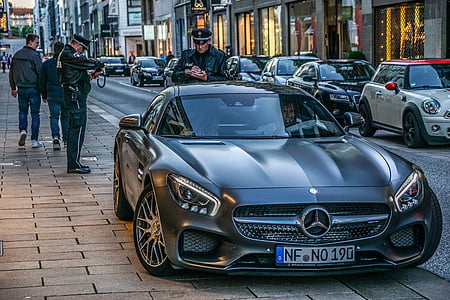Automático, Mercedes, Hamburgo, luxo, polícia, elegante, Mercedes benz