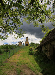 Kapelle, Kalvarienberg, Natur, Wetter-Stimmung, Trail, Wolken, Landschaft