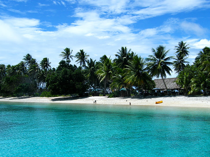 Marshall eilanden, Verenigde Staten, strand, kust, oever, palmen, blauw water
