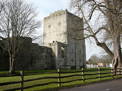 Portchester, slott, hålla, ruinerna, medeltiden, fästning