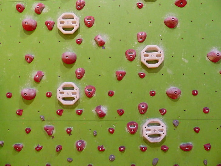 climbing holds, red, exercise wall, beginners, beginner wall, climbing wall, climbing hall