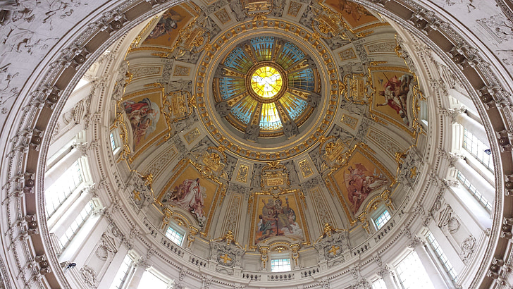 domkyrkans kupol, Berlin, kyrkan, dom, byggnad, arkitektur, huvudstad