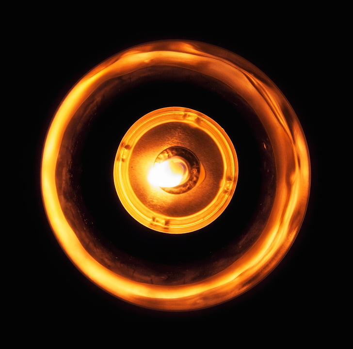 candle, light, fire, contrast, orange, circle, yellow