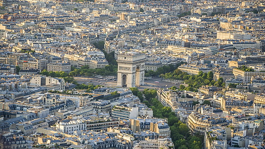 Paryžiaus Panorama, champs-Elysées švenčia, Paryžius, Prancūzija, miesto peizažas, Architektūra, Europoje