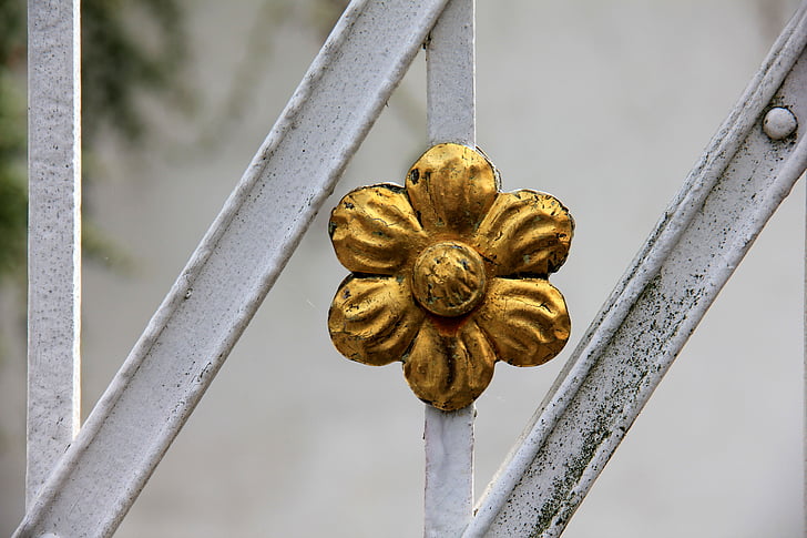 flower, gold, metal, close-up, gold colored, no people, day