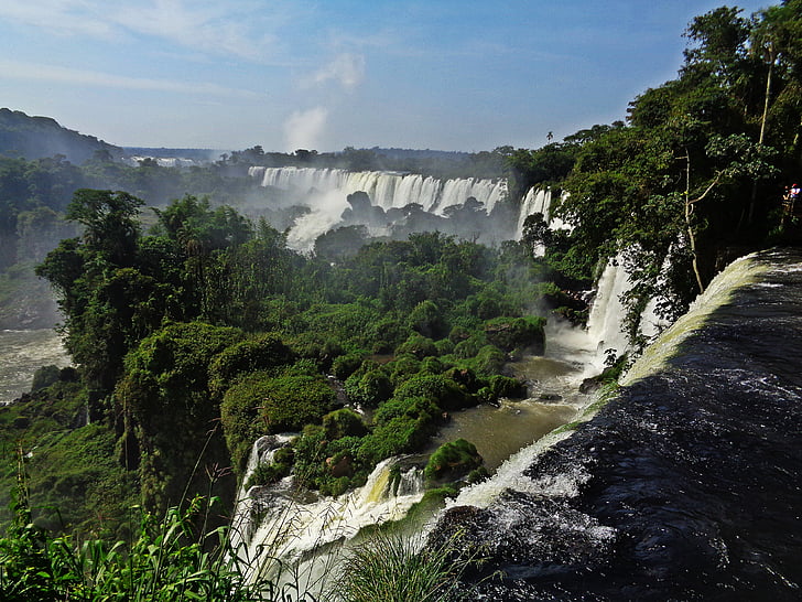 Cataratas do Iguacu, Brasilia, vesiputous, River, Motion, Cliff, vesi