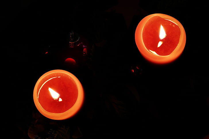 advento, velas, luzes, meditativa, Natal, flama, laranja