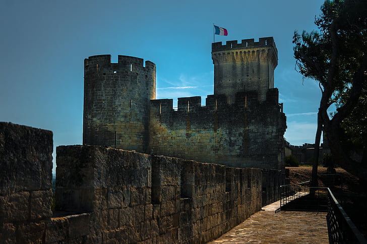 castle, beaucaire, tower, monument, architecture, heritage, built structure