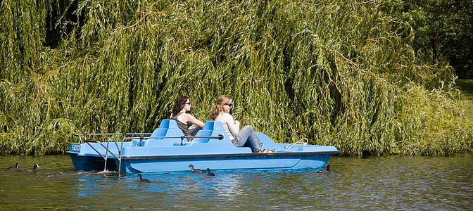 pedalo, chèo thuyền, Lake, mọi người, nước, vui vẻ, giải trí