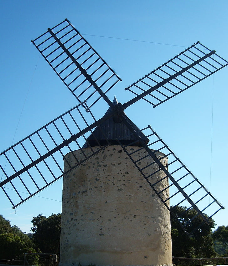 mill, windmill, france, stone mill