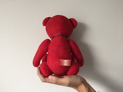 熊, 手, 孤独, 墙上, 红色, 爱