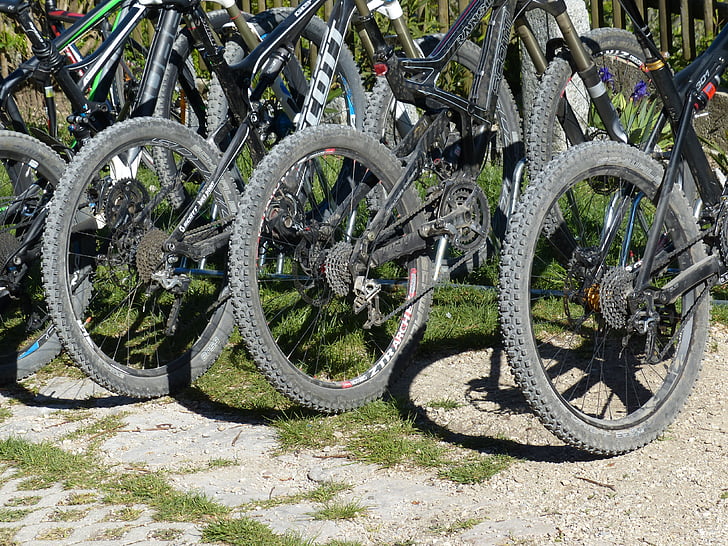 mountain bikes, wheels, mature, tire studs, mountain bike tour, circuit, rear derailleur