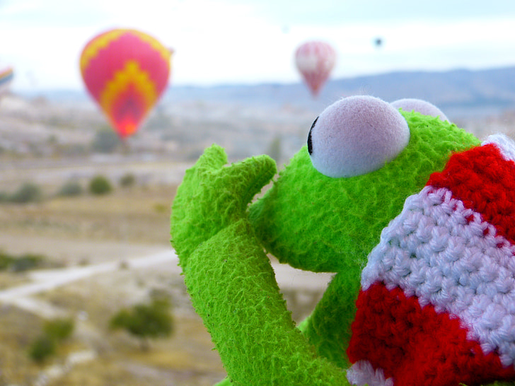 Kermit, katak, pergi balon, Marvel, warna-warni, balon udara panas, terbang