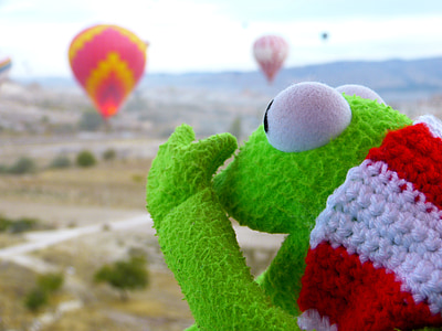 Kermit, grenouille, passer le ballon, Marvel, coloré, ballon à air chaud, mouche