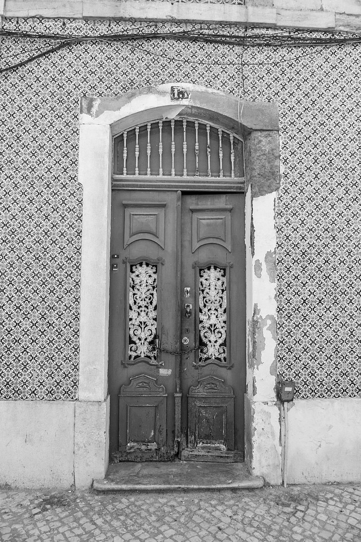 porta, fachada, madeira, entrada, cidade