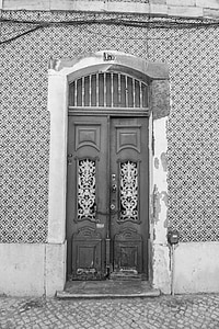 porta, façana, fusta, l'entrada, ciutat