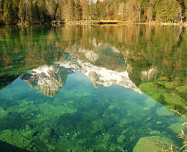 Schieder rybník, rybník, přírodní jezero, zrcadlení, hory, Bergsee, Příroda