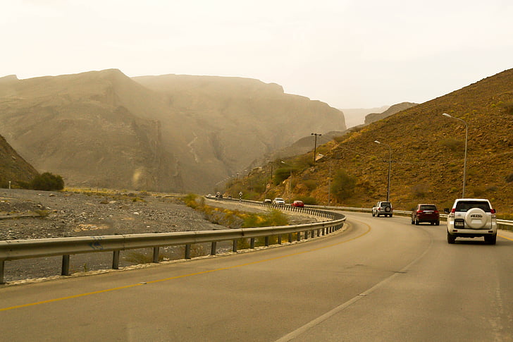 samochód, Ulica, podróży, Oman, Nizwa, Jebel akhdar