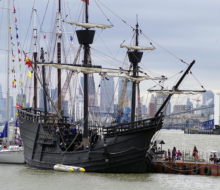 Pirátska loď, vysoký lode, Woolwich, turistov, námorných plavidiel, Harbor, Plachetnica