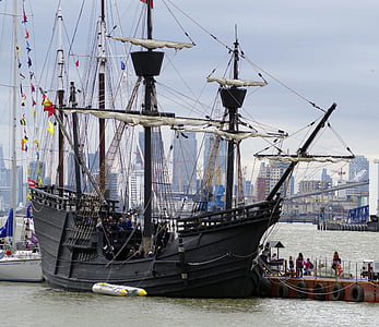 pirátská loď, vysoké lodi, Woolwich, Turisté, námořní plavidla, přístav, plachetní loď
