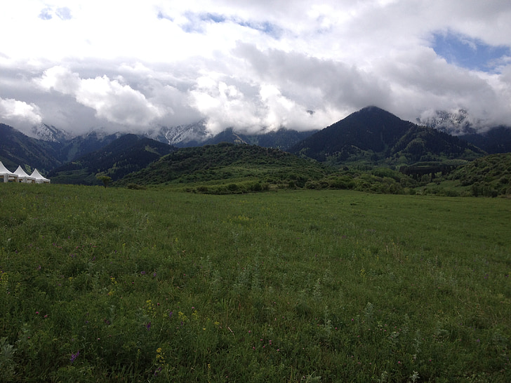 mountains, summer, clouds